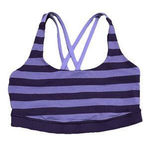 Lululemon Energy Purple Sports Bra No Size Strappy Crossback Striped Workout Gym
